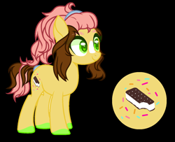 Size: 1280x1040 | Tagged: safe, artist:jackie-sheepwitch, base used, oc, oc only, oc:coffee bean, parent:cheese sandwich, parent:pinkie pie, parents:cheesepie, species:earth pony, species:pony, black background, earth pony oc, female, hairband, hoof polish, mare, next generation, offspring, reference sheet, simple background, smiling, solo, tail wrap