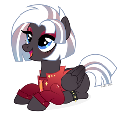 Size: 1024x971 | Tagged: safe, artist:kabuvee, oc, oc only, species:pegasus, species:pony, clothing, female, mare, prone, simple background, solo, transparent background