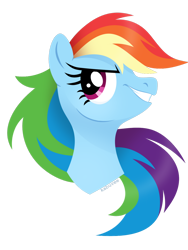 Size: 1024x1359 | Tagged: safe, artist:kabuvee, character:rainbow dash, species:pony, bust, female, grin, mare, portrait, simple background, smiling, solo, transparent background