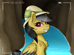 Size: 2000x1500 | Tagged: safe, artist:monsoonvisionz, character:daring do, species:pegasus, species:pony, adventure, cave, chest fluff, colored wings, female, solo, spelunking, water, wings