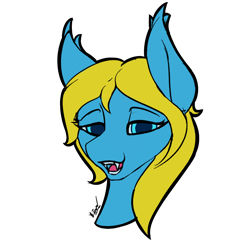 Size: 1500x1500 | Tagged: safe, artist:sinnah, oc, oc only, oc:solaris spark, species:pony, bust, fangs, portrait, simple background, solo, transparent background
