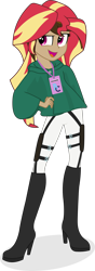 Size: 1438x4089 | Tagged: safe, artist:kitana762, character:sunset shimmer, oc, oc:cupcake slash, species:human, my little pony:equestria girls, attack on titan, bronycon, clothing, cosplay, costume, female, simple background, solo, transparent background, wig