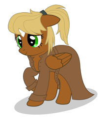 Size: 2500x3000 | Tagged: safe, artist:kitana762, oc, oc:threnody, species:pegasus, species:pony, fallout equestria, clothing, coat, fallout equestria: speak, fanfic art, heartmender, ponytail, simple background, solo, transparent background
