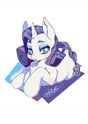 Size: 1280x1811 | Tagged: safe, artist:miphassl, character:rarity, species:pony, species:unicorn, curved horn, fanart, female, horn, mare, simple background, solo, white background