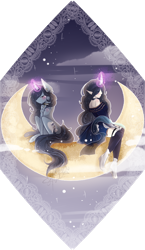 Size: 1292x2228 | Tagged: safe, artist:shiroikitten, oc, oc:moonheart, species:human, species:pony, species:unicorn, female, horn, horned humanization, humanized, magic, mare, moon, simple background, transparent background