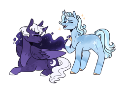 Size: 1280x911 | Tagged: safe, artist:jaysey, character:princess luna, character:trixie, ship:luxie, alternate universe, lesbian, shipping, simple background, transparent background