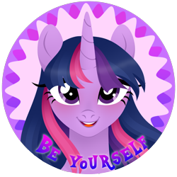 Size: 1500x1500 | Tagged: safe, artist:kabuvee, part of a set, character:twilight sparkle, character:twilight sparkle (alicorn), species:alicorn, species:pony, be yourself, bust, circle, female, portrait, solo