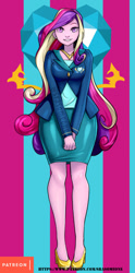 Size: 446x900 | Tagged: safe, alternate version, artist:srasomeone, character:dean cadance, character:princess cadance, species:eqg human, my little pony:equestria girls, beautiful, clothing, commission, female, high heels, looking at you, patreon, pretty, shoes, skirt, solo, url