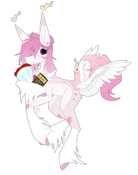 Size: 2105x2654 | Tagged: safe, artist:sadatrix, oc, oc only, oc:valentine, species:pony, book, bouquet, butt wings, closed species, flower, original species, scented pony, simple background, solo, transparent background, wings