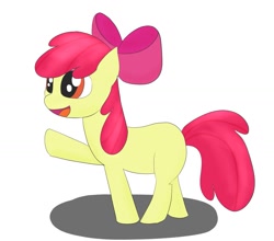 Size: 1309x1154 | Tagged: safe, artist:chocodamai, character:apple bloom, species:earth pony, species:pony, apple bloom's bow, blank flank, bow, digital art, female, filly, hair bow, smiling