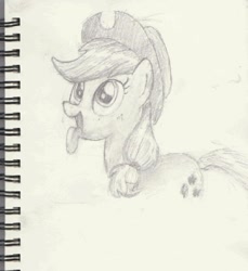 Size: 1246x1360 | Tagged: safe, artist:chocodamai, character:applejack, behaving like a dog, clothing, cowboy hat, female, hat, panting, pencil drawing, solo, tongue out, traditional art