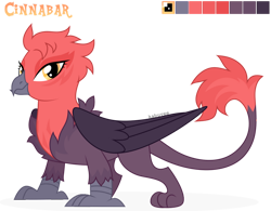 Size: 1024x800 | Tagged: safe, artist:kabuvee, oc, oc only, oc:cinnabar, species:griffon, g4, female, reference sheet, simple background, solo, transparent background