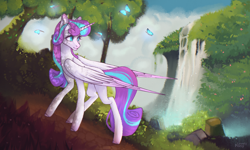 Size: 4096x2450 | Tagged: safe, artist:lovely-pony, character:princess flurry heart, species:pony, g4, female, older, older flurry heart, solo, tree, waterfall