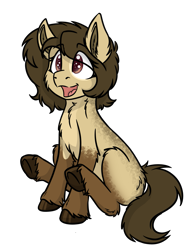 Size: 1089x1416 | Tagged: safe, artist:rokosmith26, oc, oc only, oc:layla crow, species:earth pony, species:pony, g4, brown eyes, chest fluff, cute, ear fluff, eye clipping through hair, female, filly, fluffy, happy, hoof fluff, looking up, markings, messy mane, open mouth, short hair, simple background, sitting, solo, tail, transparent background, younger