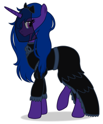 Size: 2500x3000 | Tagged: safe, artist:azusadrawz, artist:kitana762, oc, oc only, oc:lacunae, species:alicorn, species:pony, fallout equestria, fallout equestria: project horizons, g4, artificial alicorn, black dress, clothing, dress, fanfic art, looking at you, purple alicorn (fo:e), show accurate, simple background, solo, teary eyes, transparent background