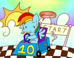 Size: 747x593 | Tagged: safe, artist:ameliayap, character:rainbow dash, species:pegasus, species:pony, g4, car, female, race, racecar, solo