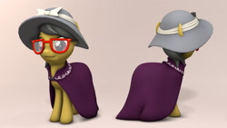 Size: 1920x1080 | Tagged: safe, artist:whiteskypony, character:a.k. yearling, species:pony, g4, 3d, clothing, female, hat, solo
