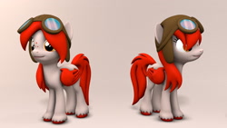 Size: 1920x1080 | Tagged: safe, artist:whiteskypony, oc, oc:scarlet, species:pegasus, species:pony, g4, 3d, aviator goggles, aviator hat, clothing, colored wings, female, goggles, hat, mare, solo, wings