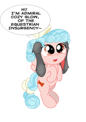 Size: 1885x2666 | Tagged: safe, artist:stormythetrooper, character:cozy glow, species:pegasus, species:pony, g4, bunny ears, female, filly, simple background, solo, talking, transparent background