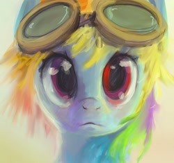 Size: 1909x1795 | Tagged: safe, artist:mandumustbasukanemen, character:rainbow dash, species:pegasus, species:pony, g4, bust, female, full face view, goggles, looking at you, mare, portrait, solo