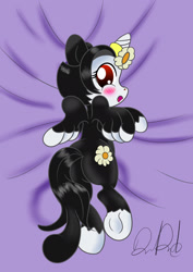 Size: 1555x2199 | Tagged: safe, artist:stormythetrooper, species:alicorn, species:pony, g4, animaniacs, blushing, body pillow, butt, dot warner, looking back, lying down, open mouth, plot, ponified, prone, underhoof