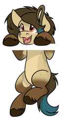 Size: 797x1516 | Tagged: safe, artist:rokosmith26, oc, oc only, oc:layla crow, species:earth pony, species:pony, g4, belly, cute, female, filly, freckles, hanging, happy, hoof fluff, looking up, open mouth, short hair, simple background, solo, tail, transparent background, younger