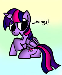 Size: 606x735 | Tagged: safe, artist:ameliayap, character:twilight sparkle, character:twilight sparkle (alicorn), species:alicorn, species:pony, g4, female, gradient background, solo, wings