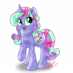 Size: 2449x2449 | Tagged: safe, artist:colorpalette-art, oc, oc:color palette, species:crystal pony, species:pony, species:unicorn, g4, crystallized, horn, solo, unicorn oc