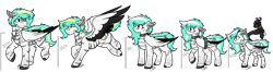 Size: 2172x572 | Tagged: safe, artist:rokosmith26, oc, oc only, oc:rokosmith, oc:rulu, species:pegasus, species:pony, g4, angry, belly fluff, chest fluff, chin fluff, collar, colored wings, crying, demon, duo, duo female, ear fluff, fangs, female, filly, floppy ears, fluffy, hair accessory, happy, heterochromia, horn, jewelry, long hair, long mane, mare, markings, multicolored wings, necklace, orb, pendant, sad, short hair, simple background, slave collar, spirit, spread wings, stand, tears of fear, tears of joy, tied up, transparent background, tribal marking, wing fluff, wings, younger