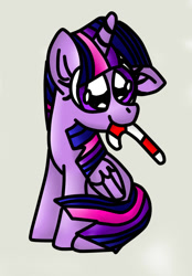 Size: 755x1084 | Tagged: safe, artist:ameliayap, character:twilight sparkle, character:twilight sparkle (alicorn), species:alicorn, species:pony, g4, candy, candy cane, female, food, mouth hold, sitting, solo