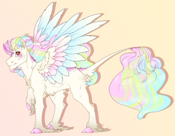 Size: 2500x1937 | Tagged: safe, artist:seffiron, oc, oc only, oc:crystal feather, parent:king sombra, parent:princess celestia, parents:celestibra, species:alicorn, species:pony, g4, alicorn oc, cloven hooves, colored wings, horn, male, multicolored wings, offspring, solo, stallion, unshorn fetlocks, wings