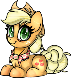 Size: 1024x1129 | Tagged: safe, artist:songheartva, character:applejack, species:earth pony, species:pony, episode:the last problem, g4, my little pony: friendship is magic, cute, female, jackabetes, looking at you, lying down, older, older applejack, prone, simple background, solo, transparent background
