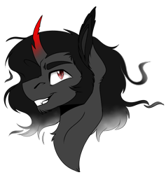 Size: 886x936 | Tagged: safe, artist:rokosmith26, character:king sombra, species:pony, species:unicorn, g4, chin fluff, ear fluff, horn, male, short hair, simple background, smiling, solo, stallion, teeth, transparent background