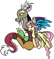 Size: 1164x1267 | Tagged: safe, artist:greyestgray, character:discord, character:fluttershy, species:pony, ship:discoshy, g4, cute, discute, female, male, shipping, shyabetes, simple background, straight, transparent background