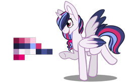 Size: 1968x1279 | Tagged: safe, artist:greyestgray, oc, oc:infinity sparkle, parent:tempest shadow, parent:twilight sparkle, parents:tempestlight, species:alicorn, species:pony, g4, female, magical lesbian spawn, mare, offspring, reference sheet, simple background, solo, transparent background, two toned wings, wings