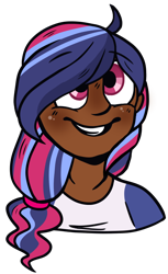 Size: 518x848 | Tagged: safe, artist:greyestgray, oc, oc:infinity sparkle, parent:tempest shadow, parent:twilight sparkle, parents:tempestlight, species:human, g4, dark skin, humanized, magical lesbian spawn, offspring, simple background, solo, transparent background