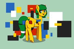 Size: 1200x800 | Tagged: safe, artist:plaguemare, oc, oc only, oc:blocky bits, species:pony, g4, butt, female, happy, mare, plot, simple background, solo