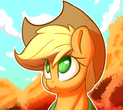 Size: 1480x1334 | Tagged: safe, artist:welost, character:applejack, species:earth pony, species:pony, g4, clothing, cloud, cowboy hat, cute, female, hat, jackabetes, mare, solo