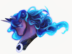 Size: 700x526 | Tagged: dead source, safe, artist:theuselesstoe, character:princess luna, bust, female, portrait, profile, simple background, solo, white background