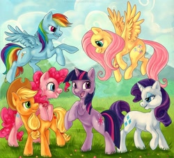 Size: 900x820 | Tagged: safe, artist:kaceymeg, character:applejack, character:fluttershy, character:pinkie pie, character:rainbow dash, character:rarity, character:twilight sparkle