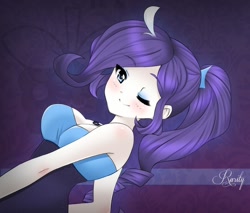 Size: 800x680 | Tagged: safe, artist:framboosi, character:rarity, female, humanized, one eye closed, pony coloring, solo