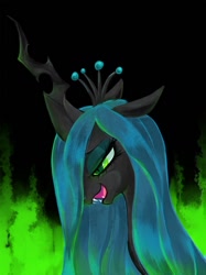 Size: 598x800 | Tagged: dead source, safe, artist:nyonhyon, character:queen chrysalis, smiling