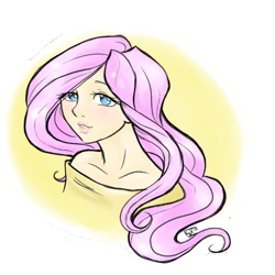 Size: 650x650 | Tagged: safe, artist:veritasket, character:fluttershy, female, humanized, solo