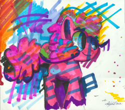 Size: 3698x3251 | Tagged: safe, artist:timeforsp, character:pinkie pie, species:earth pony, species:pony, female, mare, marker drawing, solo, traditional art