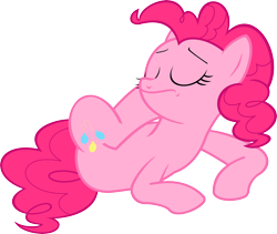 Size: 7662x6479 | Tagged: safe, artist:mehoep, character:pinkie pie, species:earth pony, species:pony, episode:mmmystery on the friendship express, g4, my little pony: friendship is magic, absurd resolution, eyes closed, female, mare, prone, scratching, simple background, sleepy, solo, transparent background, vector