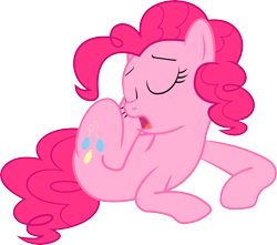 Size: 7484x6616 | Tagged: safe, artist:mehoep, character:pinkie pie, species:earth pony, species:pony, episode:mmmystery on the friendship express, g4, my little pony: friendship is magic, absurd resolution, eyes closed, female, mare, prone, scratching, simple background, sleepy, transparent background, vector