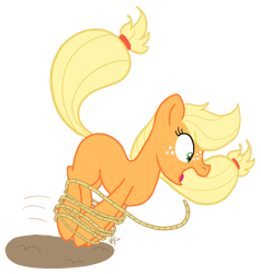 Size: 704x738 | Tagged: safe, artist:cluttercluster, character:applejack, female, rope, simple background, solo, transparent background