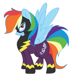 Size: 1784x1824 | Tagged: safe, artist:cluttercluster, character:rainbow dash, species:pegasus, species:pony, clothing, costume, female, shadowbolt dash, shadowbolts, shadowbolts costume, simple background, solo, transparent background