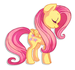 Size: 474x442 | Tagged: safe, artist:griffsnuff, character:fluttershy, species:pegasus, species:pony, blushing, drop shadow, eyes closed, female, mare, simple background, solo, transparent background, white outline