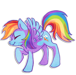 Size: 438x432 | Tagged: safe, artist:griffsnuff, character:rainbow dash, species:pegasus, species:pony, craft, cutie mark, eyes closed, female, papercraft, raised hoof, simple background, smiling, solo, spread wings, transparent background, wings